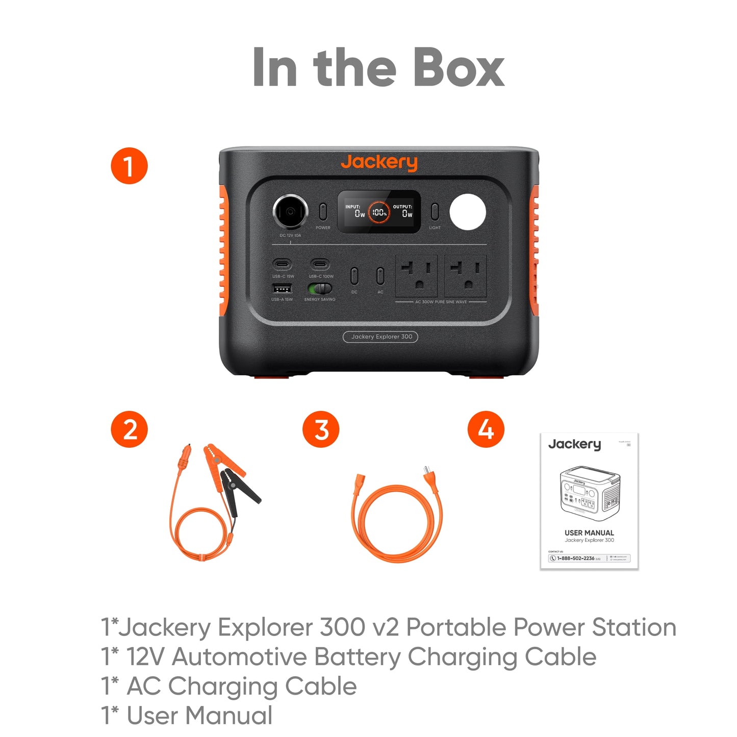 Jackery Explorer 300v2 Auto Kit 300W Continuous/600W Peak Portable Power Station with 12V Battery Charging Cable