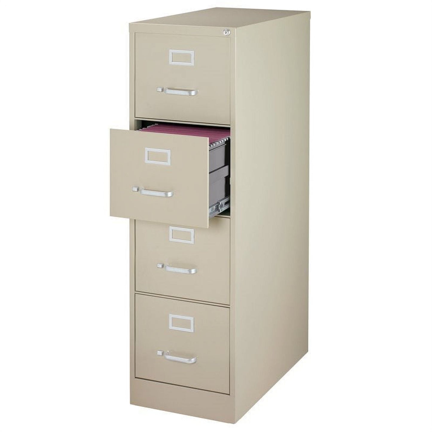 Pemberly Row 4 Drawer Steel 25" Deep Letter File Cabinet in Black