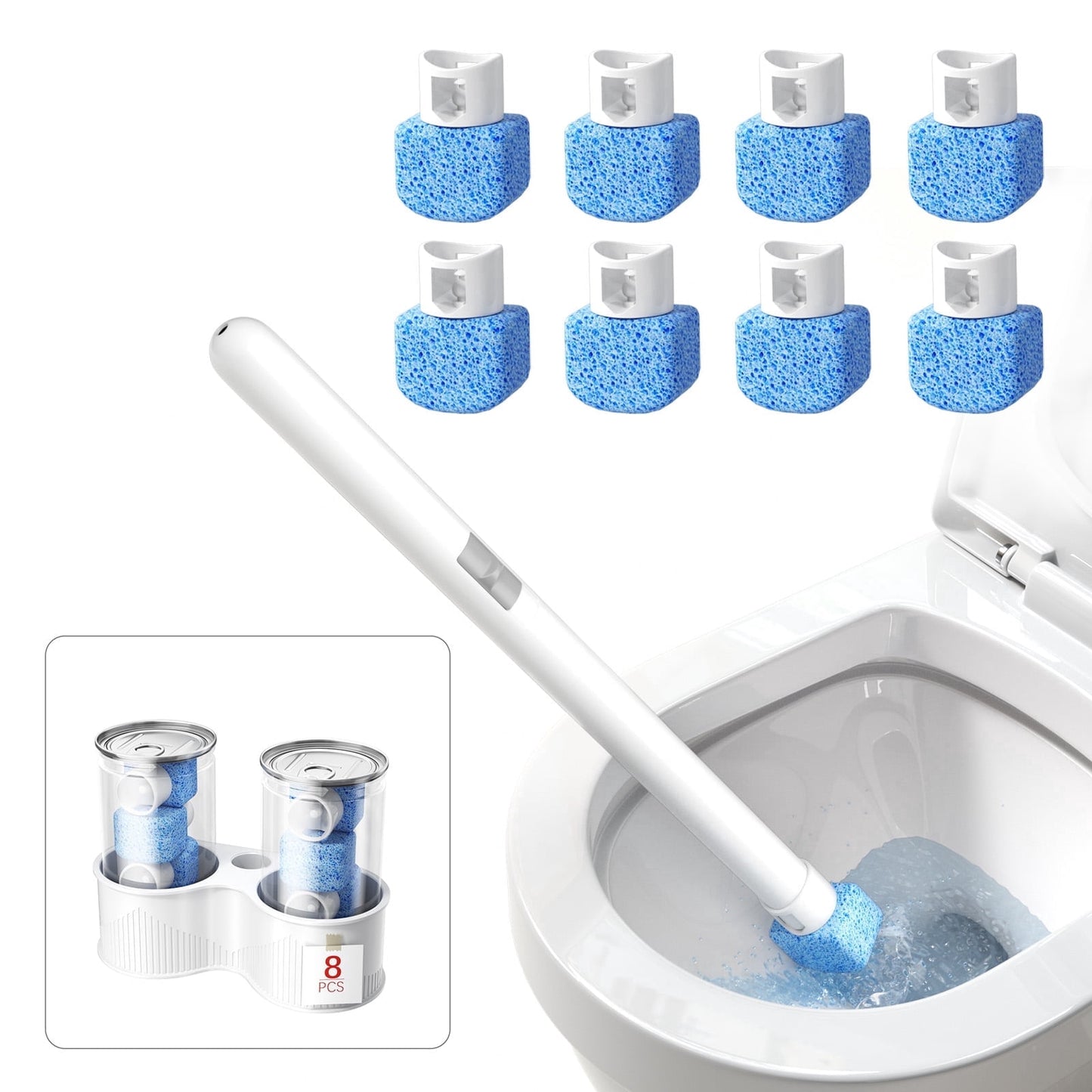 Toilet Bowl Brush,Disposable Toilet Brush with Refill Heads, Wall-Mounted Cleaning System, Storage Caddy, and 24 Scrubbing Pads