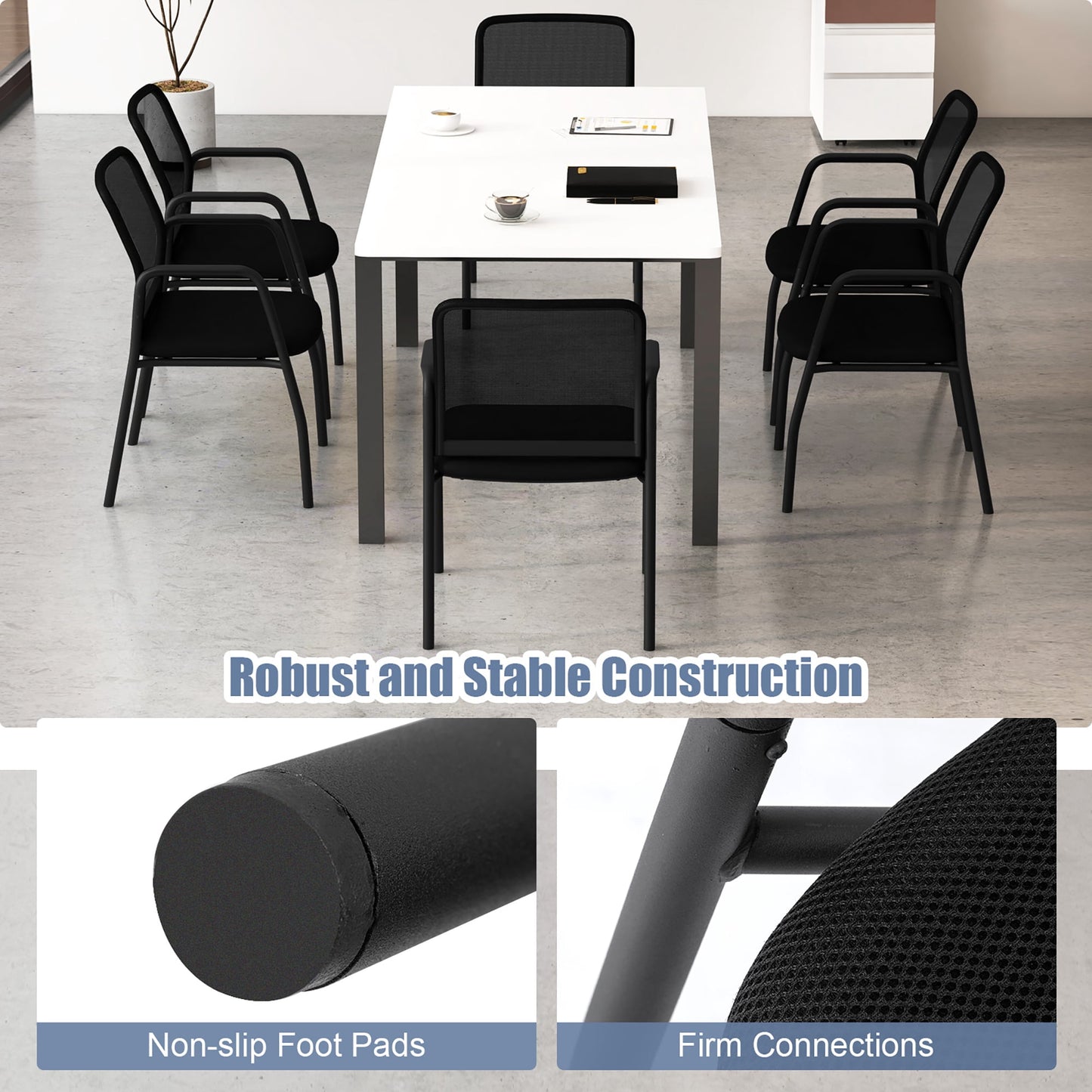 Gymax Meeting Room Chair Set of 12 Waiting Room Chairs w/ Ergonomic Backrest & Armrests