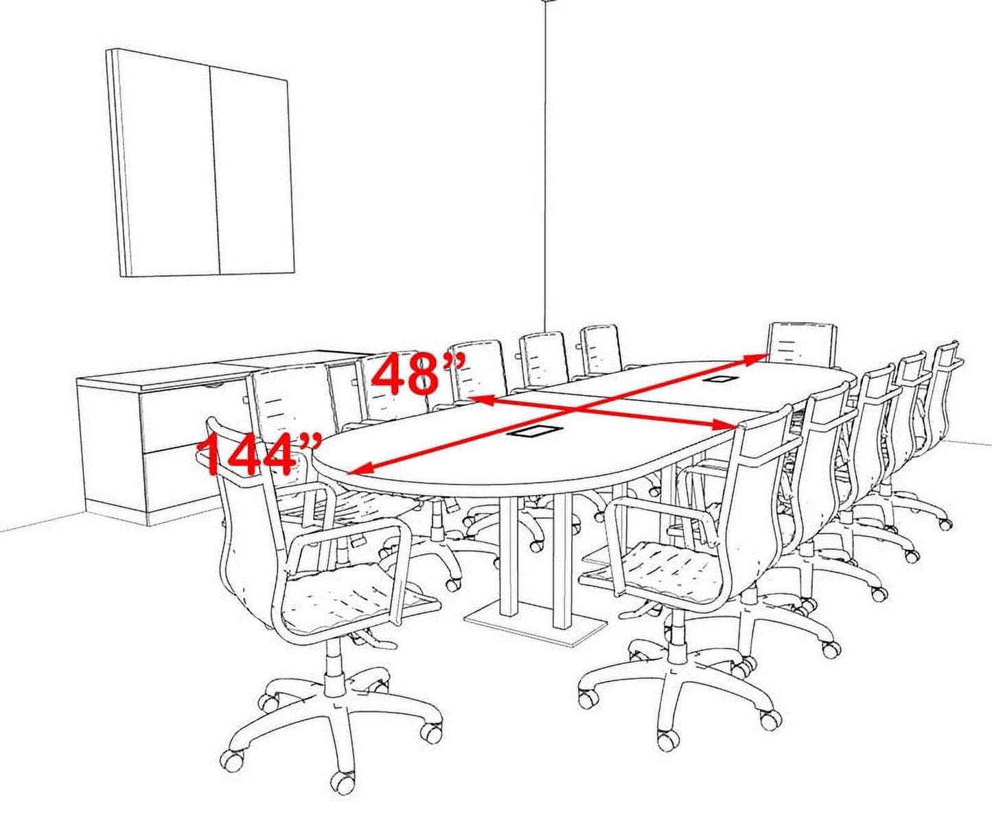 Modern Racetrack Steel Leg 12' Feet Conference Table, #OF-CON-CM10