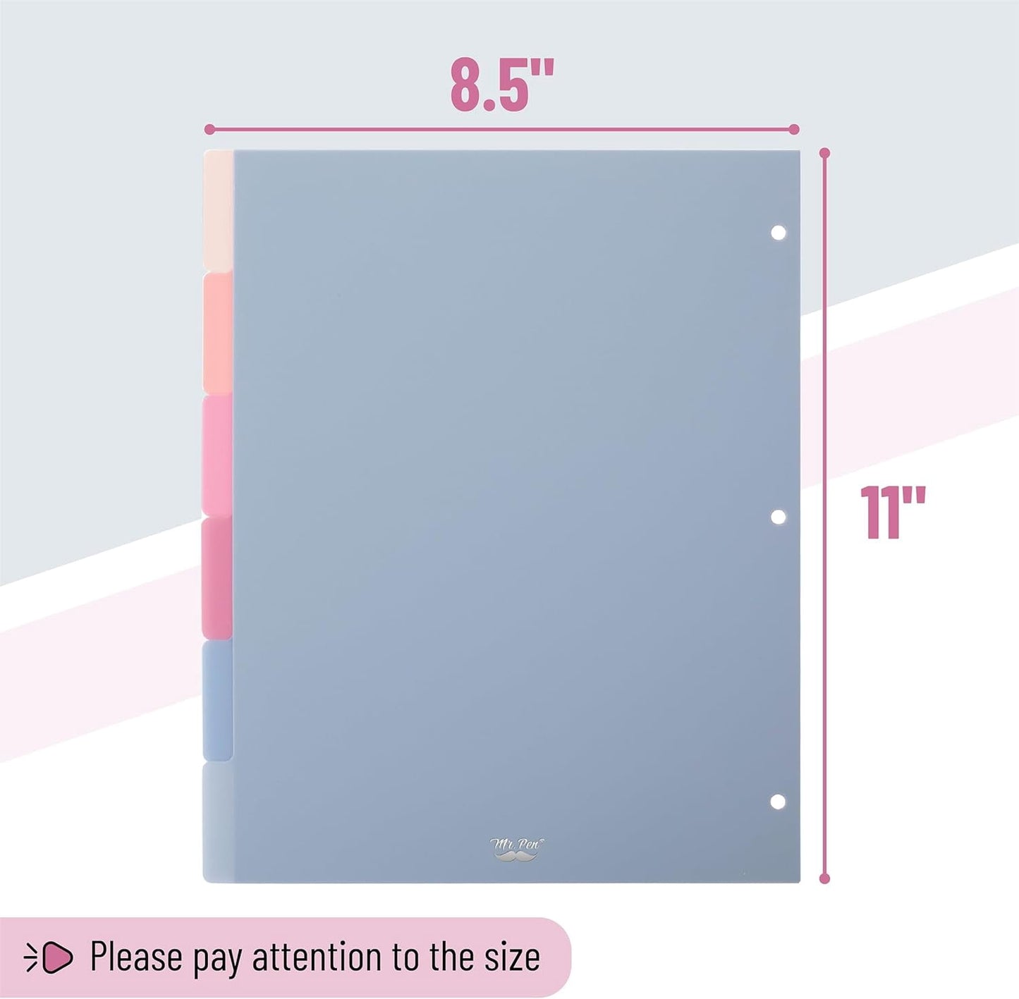 Mr. Pen- Binder Dividers, 6 Tab Dividers, Pack of 2 Sets (12 Dividers Total), Dividers, Plastic Dividers for 3 Ring Binder