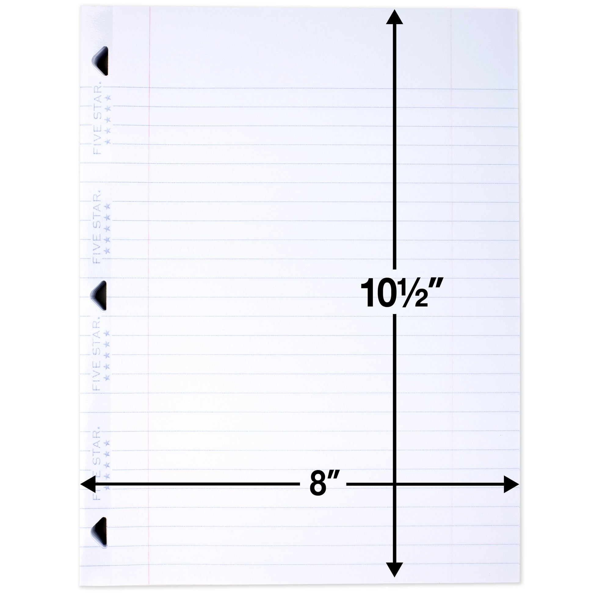 Five Star Reinforced Filler Paper Plus Study App, Wide Ruled, 8" x 10.5", 80 Sheets/Pack
