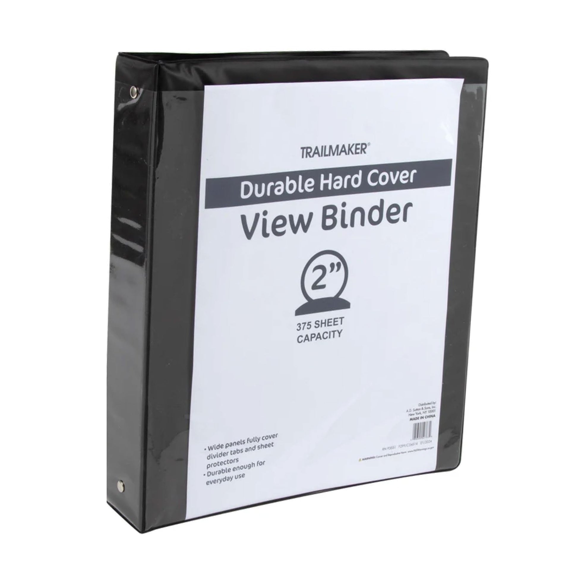 50 Pack of Bulk Wholesale 2 Inch 3 Ring Hardcover Binders with Clear Transparent Covers for Picture and Note Display for Students, Teachers, Schools, Offices and Classrooms in Black