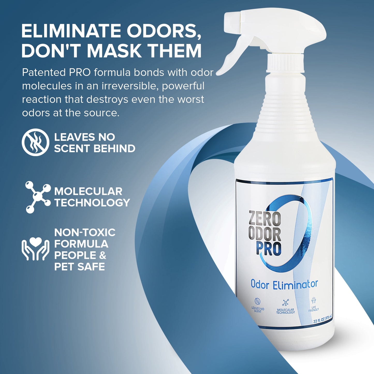 Zero Odor Commercial Odor Eliminator Spray Smell Remover Air & Surface Deodorizer Couch Carpet 32 oz