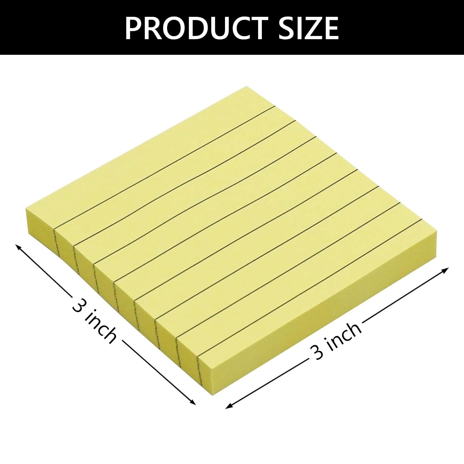Tripumer 8 Pack Yellow Lined Sticky Notes Ruled Self Sticky Note 3 x 3 in 82 Sheets Each Pad Self-Adhesive Notepads Bulk