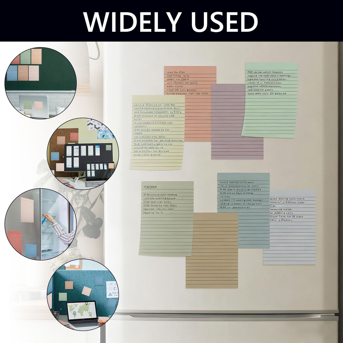 Tripumer 8 Pcs 45 Sheets Lined Self Sticky Notes Pad 4 x 6 Inch Adhesive Lined Paper for Writing Organizing Study