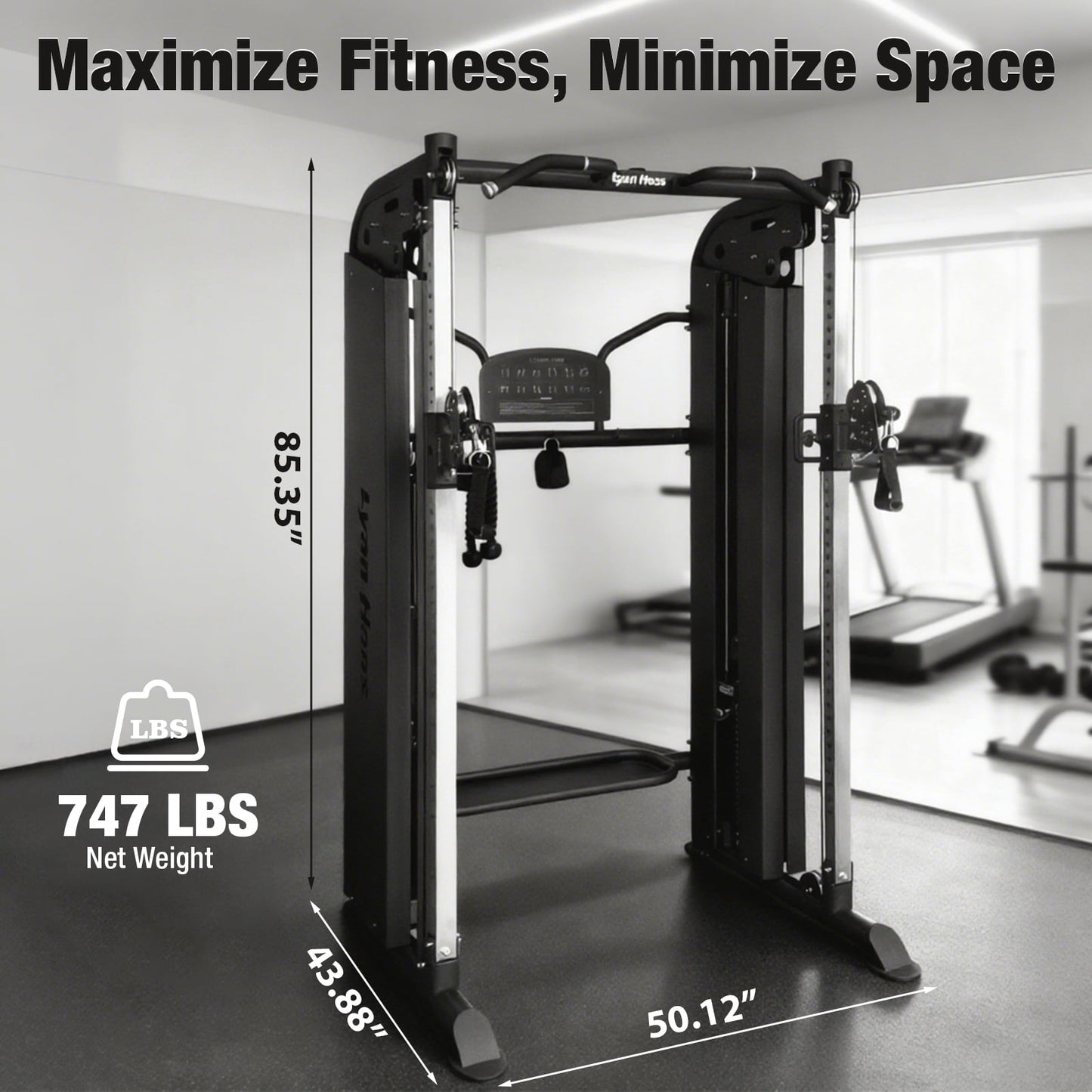 Commercial Functional Trainer Cable Machine, Multifunctional Cable Crossover Exercise Machine, All in One Home Gym System, Compact Fitness Equipment Set, Workout Weight Machine for Strength Training