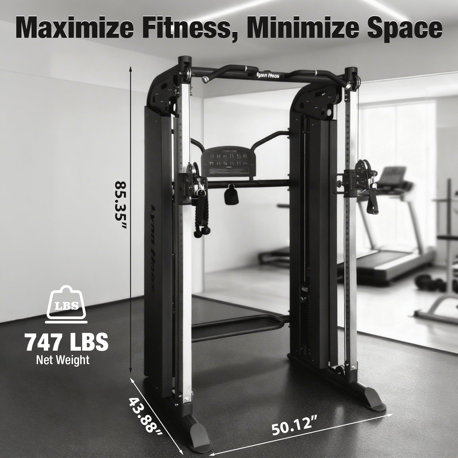 Commercial Functional Trainer Cable Machine, Multifunctional Cable Crossover Exercise Machine, All in One Home Gym System, Compact Fitness Equipment Set, Workout Weight Machine for Strength Training