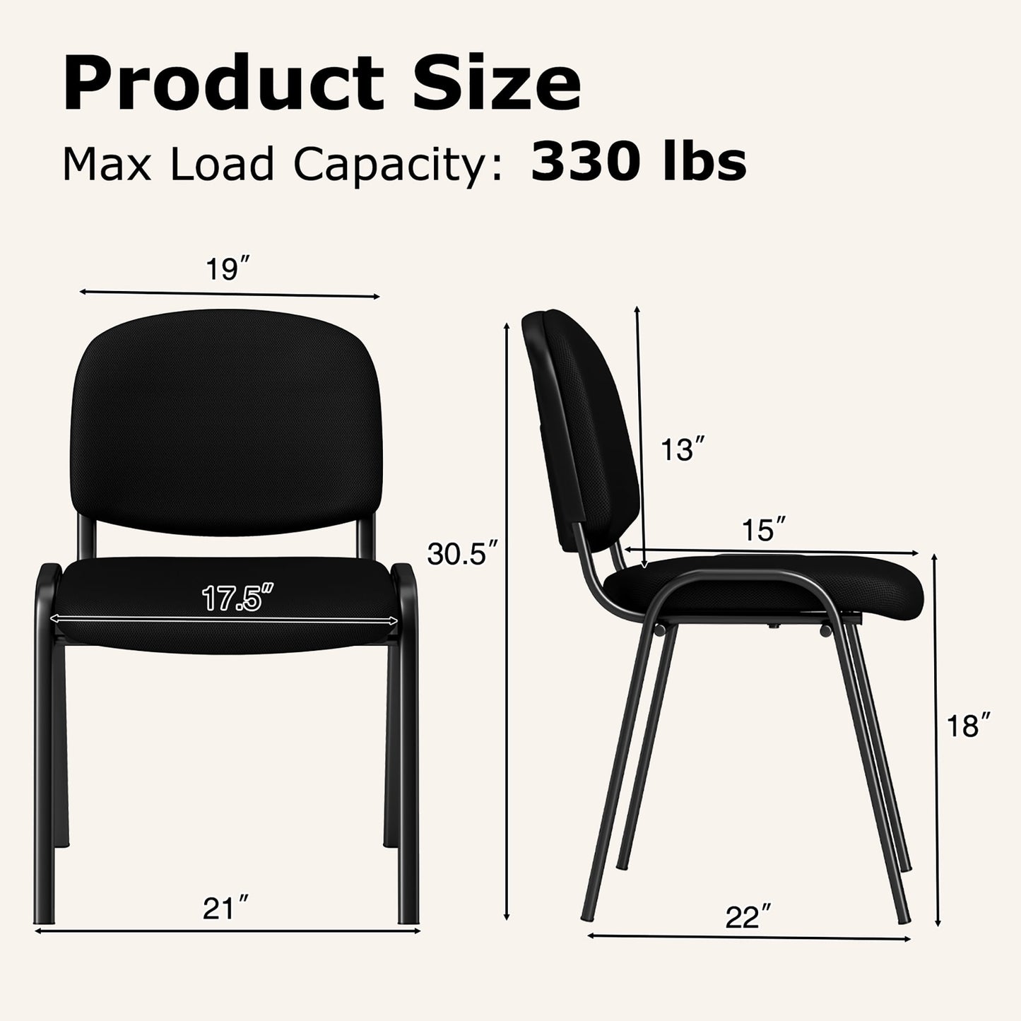 Gymax Set of 10 Office Guest Chair Stackable Reception Chair Waiting Conference Room