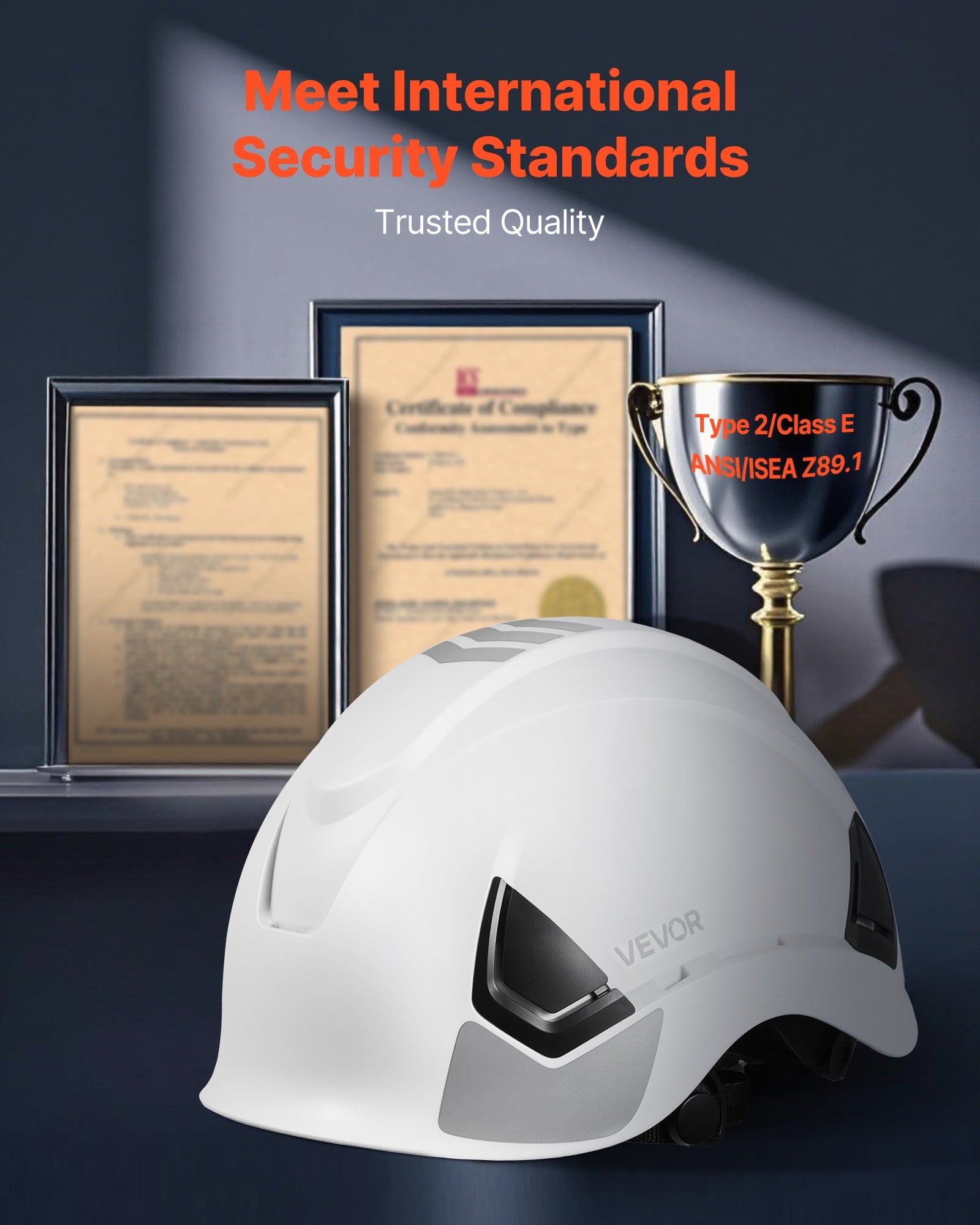 VEVOR Construction Safety Helmet, ANSI/ISEA Z89.1 Approved ABS Safety Hard Hat with 6-Point Ratchet Suspension, Adjustable Vented Hardhat for Men Women Adults, for Outdoor Indoor Industrial Workwear