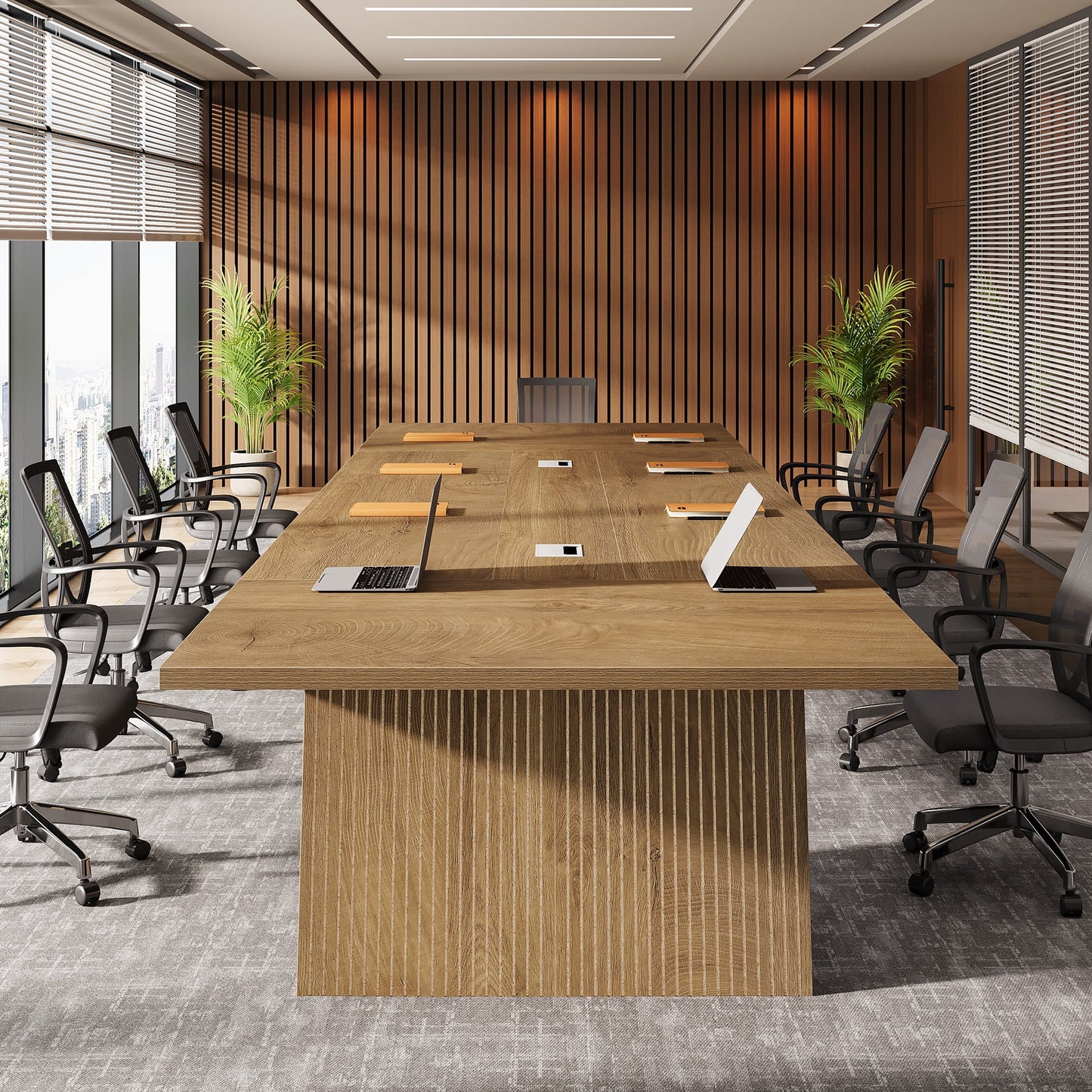 Tribesigns Conference Table, 8ft Conference Room Table for 10 People, Large Meeting Desk with Cable Grommet for Office Conference
