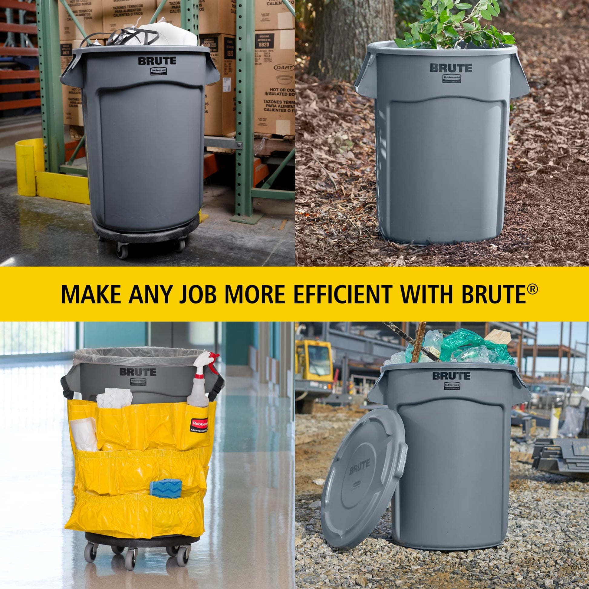 Rubbermaid Commercial FG264360GRAY Brute 44-Gallon Round Plastic Vented Container - Gray