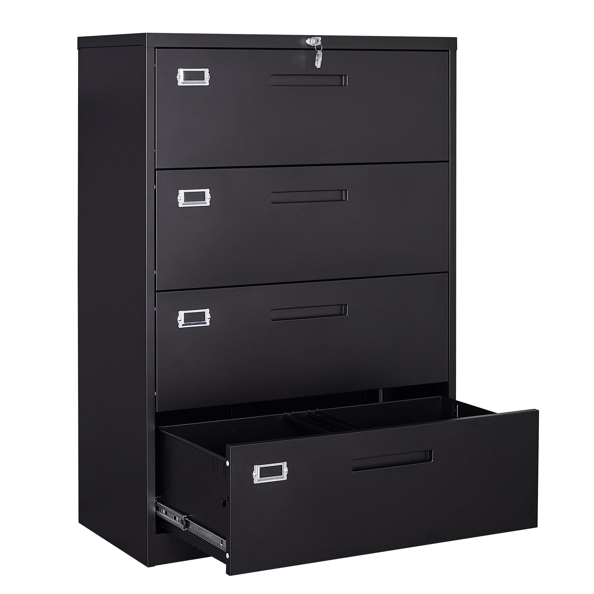 Fesbos Metal Lateral File Cabinets with Lock, 4 Drawer 28.5" Wide Filing Cabinets,Hanging Letter/Legal/F4/A4 Size, Assembly Required - Black
