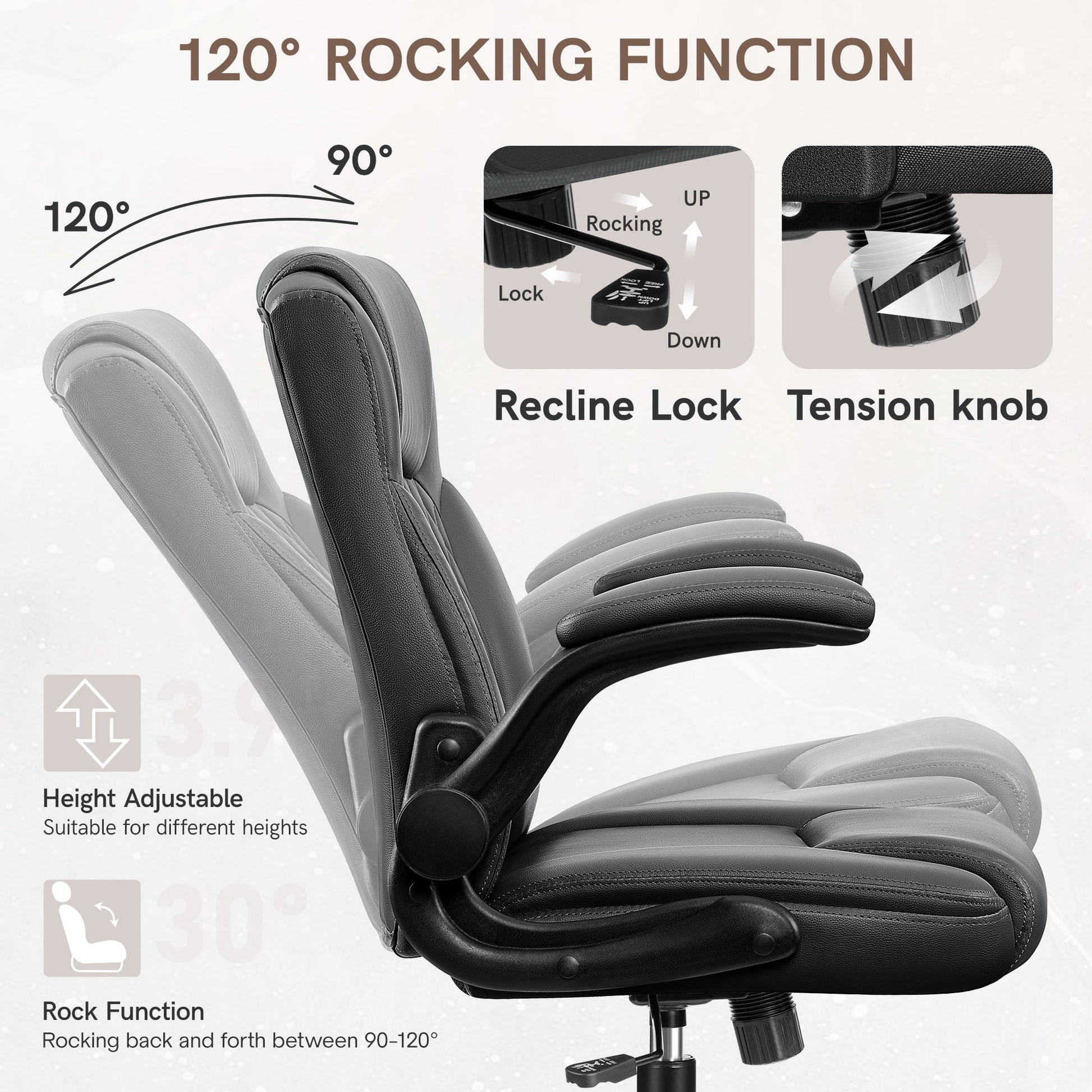 COOLHUT Leather Office Chair, Big and Tall Office Chair 400LBS Wide Seat Ergonomic Computer Desk Chair High Back Executive Leather Chair Adjustable Task Chair Lumbar Back with 8-Year Warranty, Black
