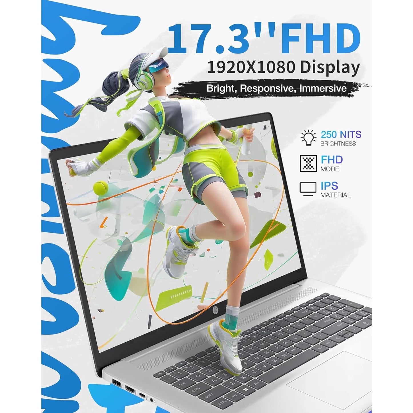HP 17.3 inch FHD Business laptops, Powerful 6-core AMD Ryzen 5 7430U, Wi-Fi 6, Numeric Keyboard, Copilot AI, Windows 11 Pro(12GB RAM, 512GB SSD)