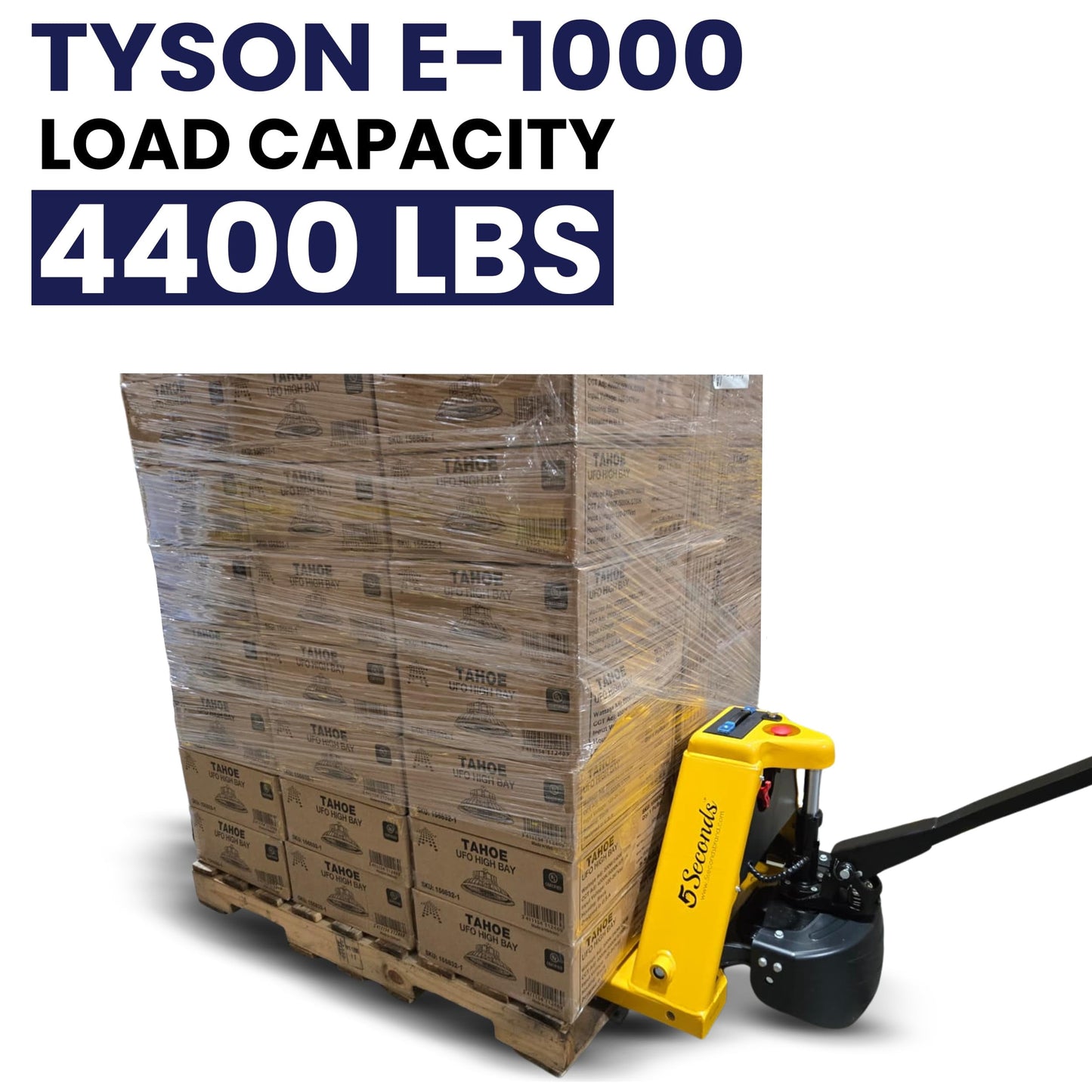 5Seconds - Steel Pallet Jack, Hand Lift Jack Tool with Electric System, Safe Moving Equipment for Industrial & Commercial Use, 5000lb Capacity, Fork Sizes 48” x 27”