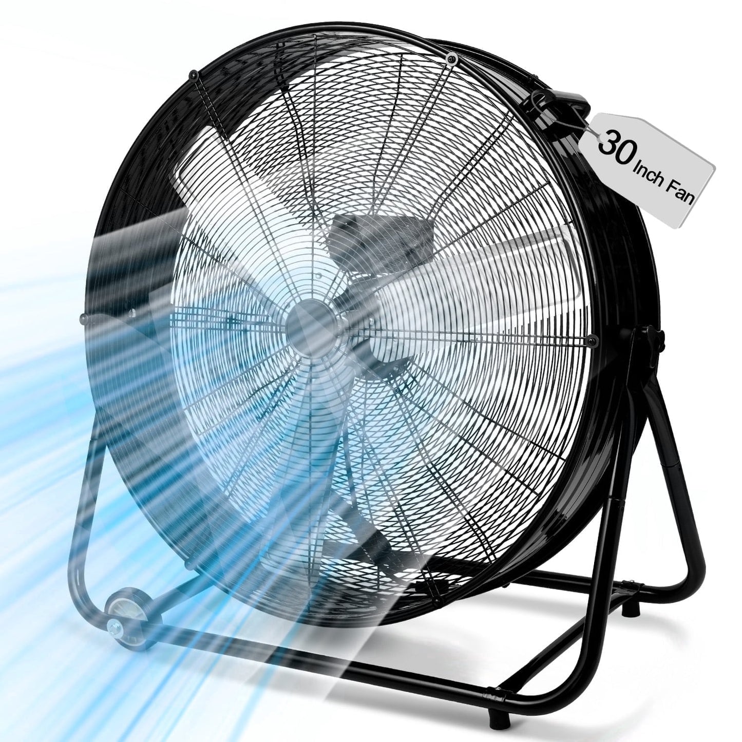 Industrial Fan 24" up to 8800 CFM, High Velocity Fan with 3 Speeds, Heavy Duty Blower Equipped Waterproof Cover, 360° Adjustment, Green