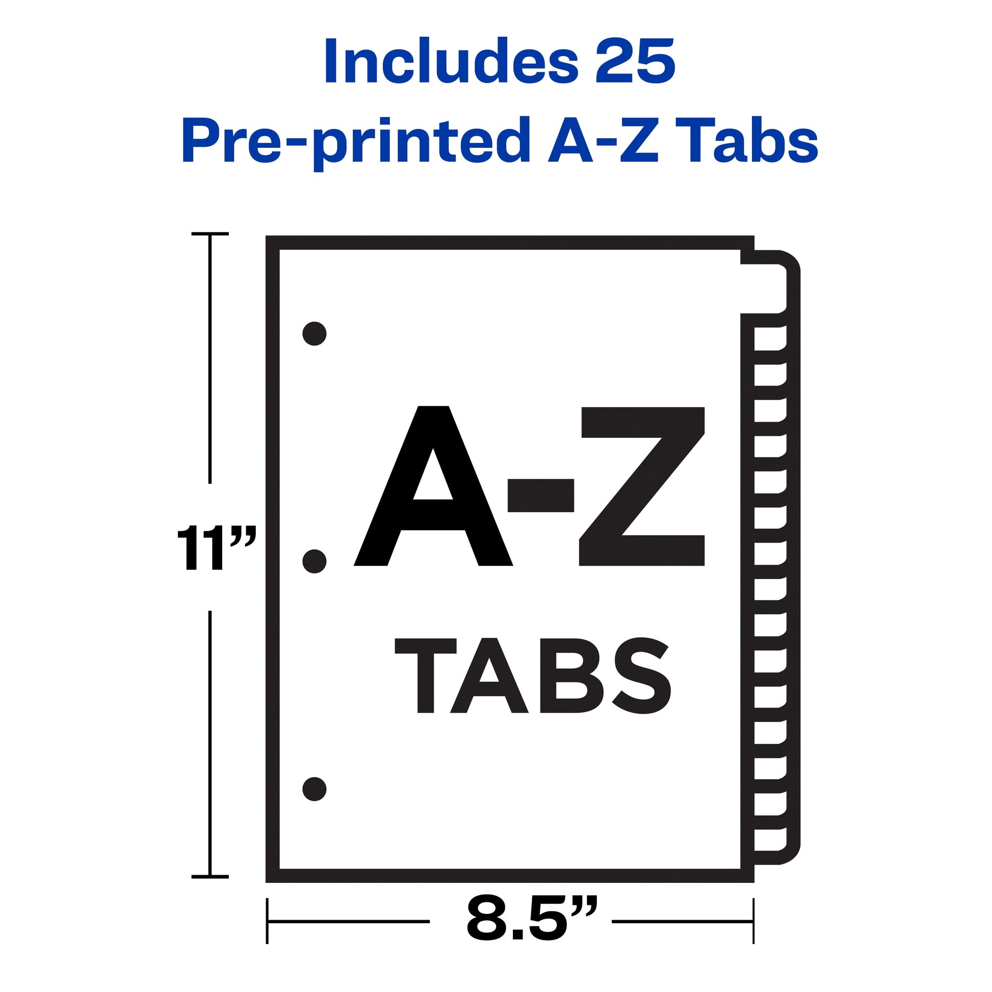 Avery® Laminated Preprinted Dividers, A-Z Tabs, 8 1/2" x 11", Set Of 25