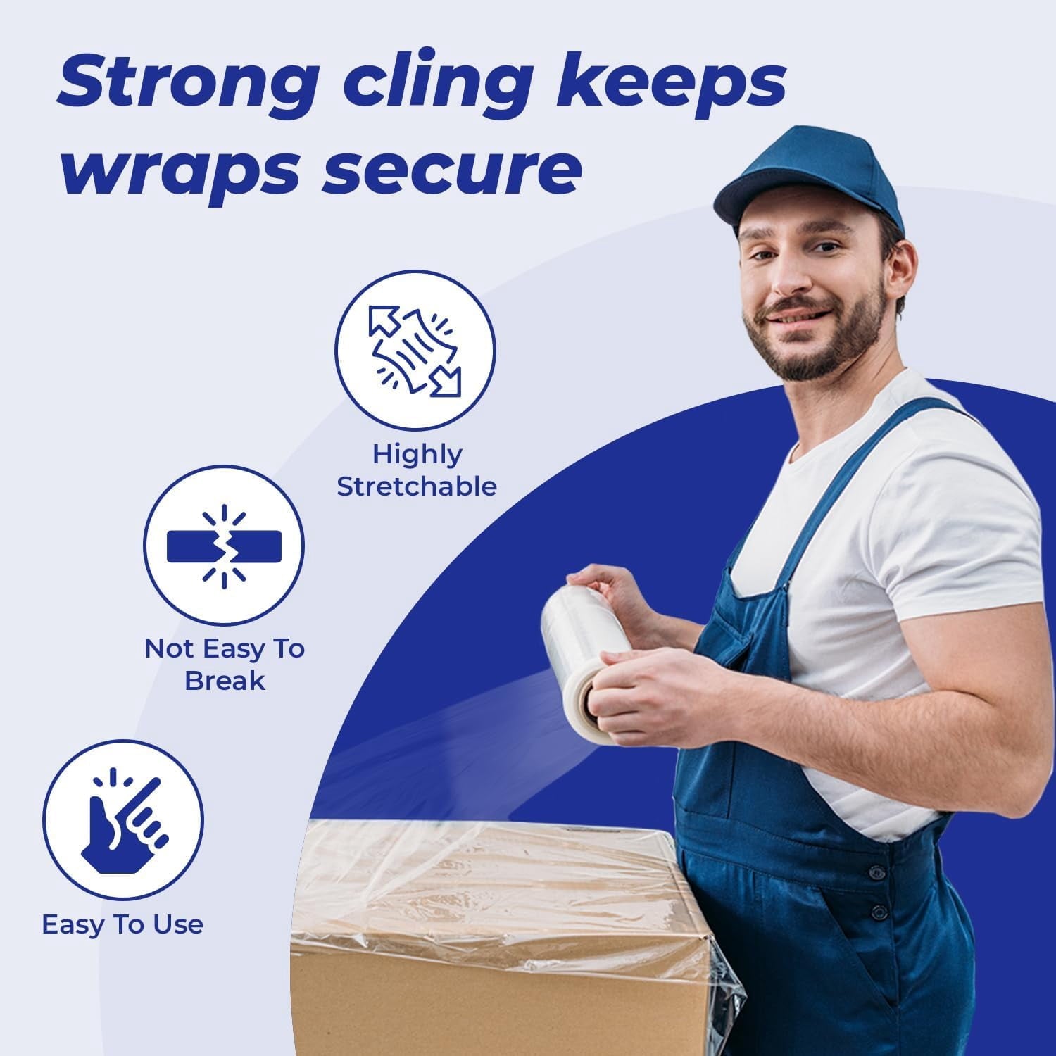 Rosmonde Plastic Stretch Wrap Bulk, 400 Pack, 18 in x 1500 ft, 80 Gauge Thick, 9.4 lbs/Roll, Heavy Duty Shrink Wrap for Moving, Storage & Warehouse Pallet Wrapping