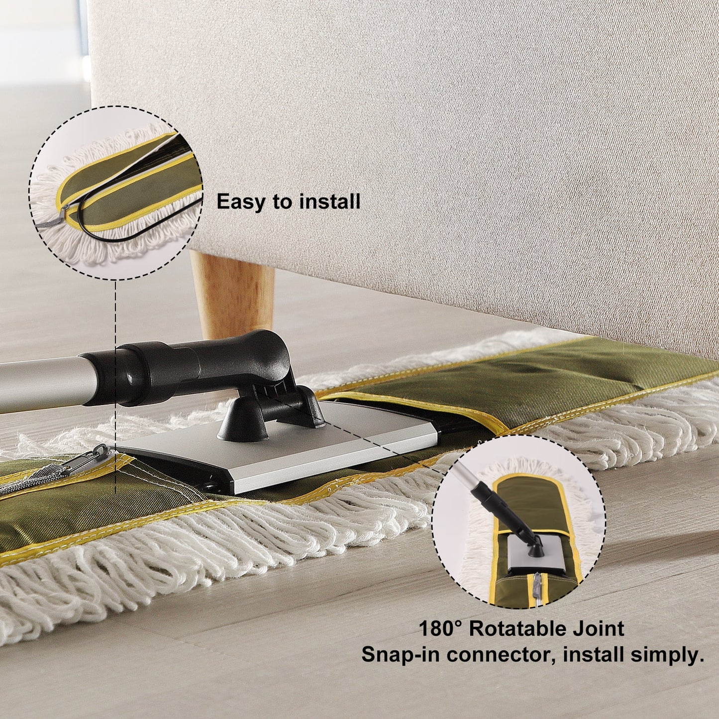 Eyliden 39” Commercial Industrial Cotton Mop Dust for Hardwood Floors, 59inch Telescopic Height with 2 Mop Pads, Green