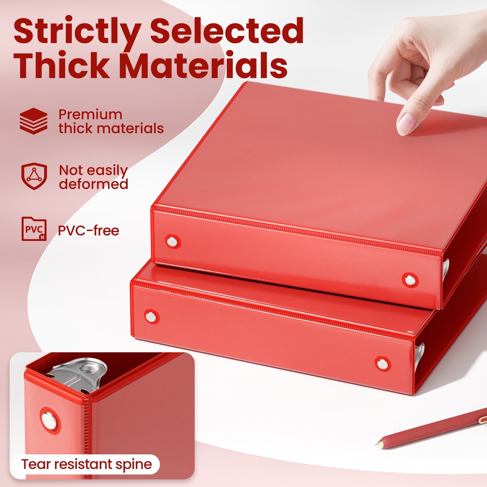 SUNEE 1.5 Inch Binders 3 Ring 6 Pack, Clear View Three Ring 1 1/2 Inch Binders PVC-Free (Fit 8.5x11 Inches) for School or Office Supplies, Classic 6 Colors