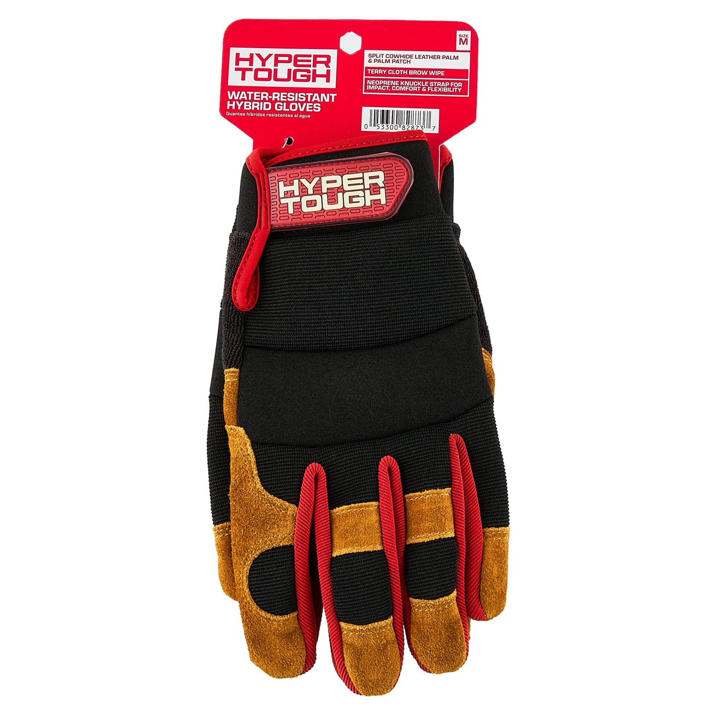 Hyper Tough Men's Split Cowhide Leather Hybrid Glove, Size Medium