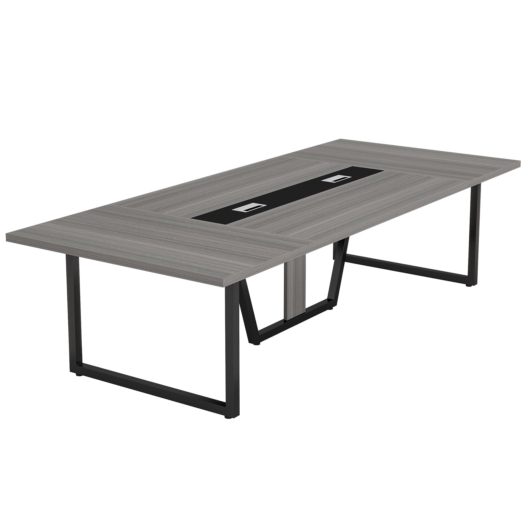 Fnova 94"Large Conference Table for 8-10 People, Modern Executive Meeting Table with Cable Management & Adjustable Feet, Heavy-Duty Office Conference Desk for Boardroom, Training Room