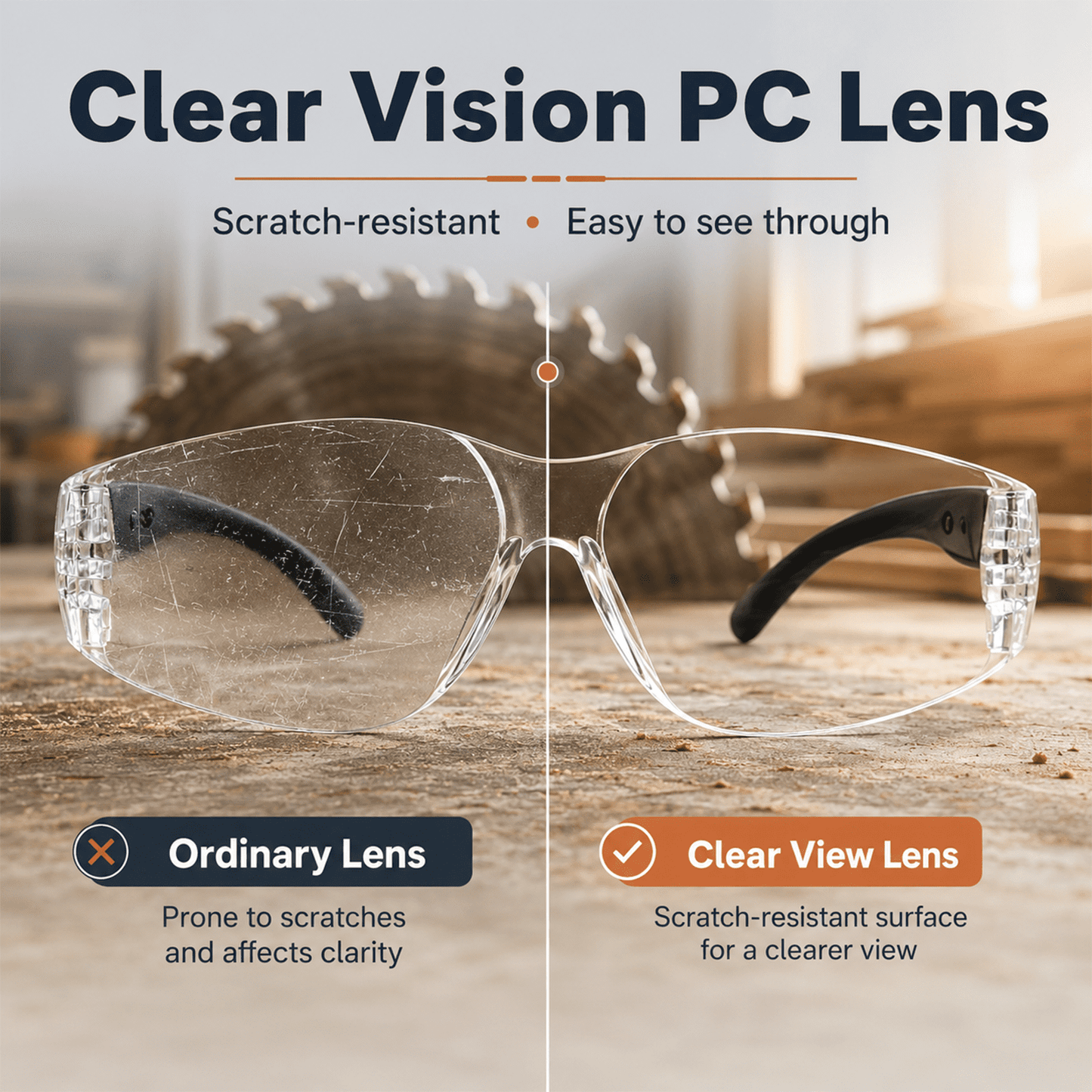 Safety Glasses 12-Pack, Clear Protective Eyewear with Scratch & Impact Resistant Lenses, Wraparound Glasses for Construction, Lab, Workshop