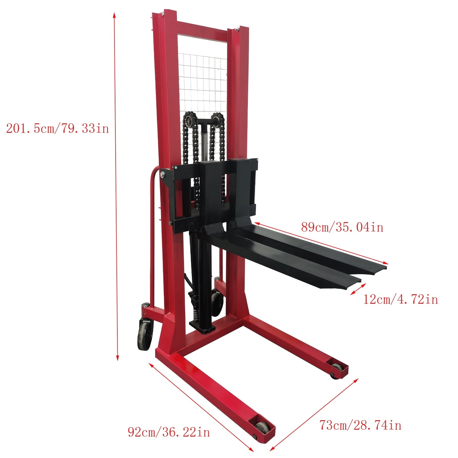 2 Ton Manual Hydraulic Pump Walkie Stacker Forklift Reach PalletMaterial Lift Winch Stacker