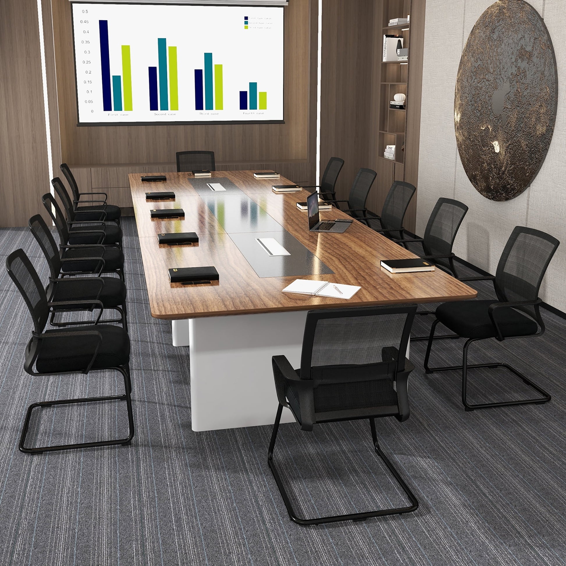 Gymax Office Guest Chair Set of 12 Conference Reception Chair w/ Lumbar Support & Sled Base