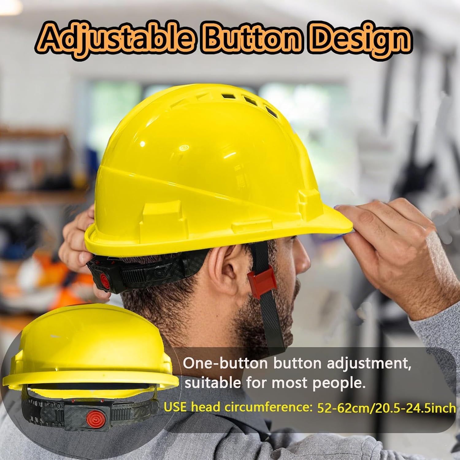 4 Pt. Suspension Hard Hat with Safety Vests Bulk Safety Helmets Adjustable Ratchet Hard Hats, Vents & Sweat Cotton Brow Pad - ABS Construction Helmets for Work Sites & Outdoor Labor