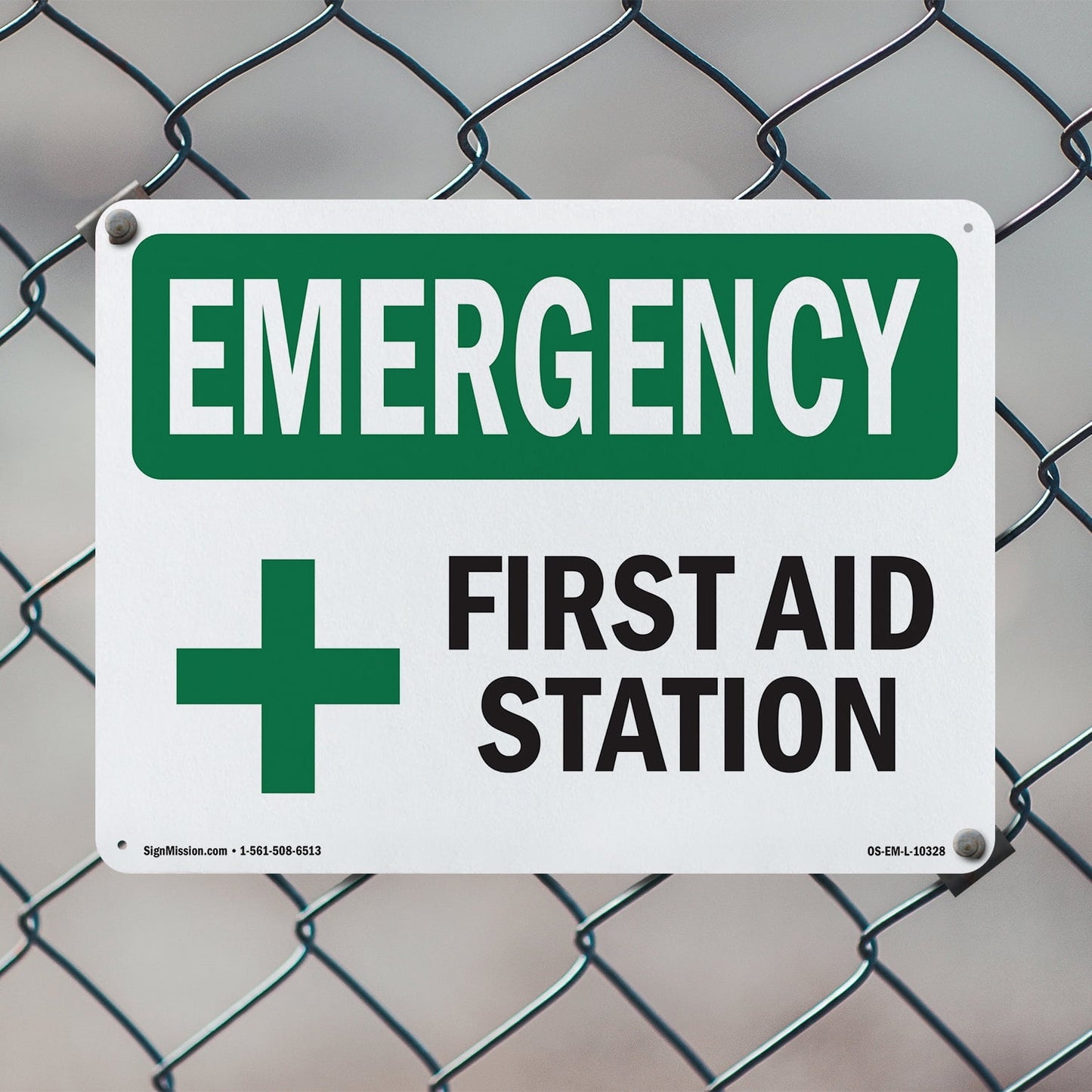 First Aid Station OSHA Emergency Aluminum Sign 18 Inch x 12 Inch - 10 Pack
