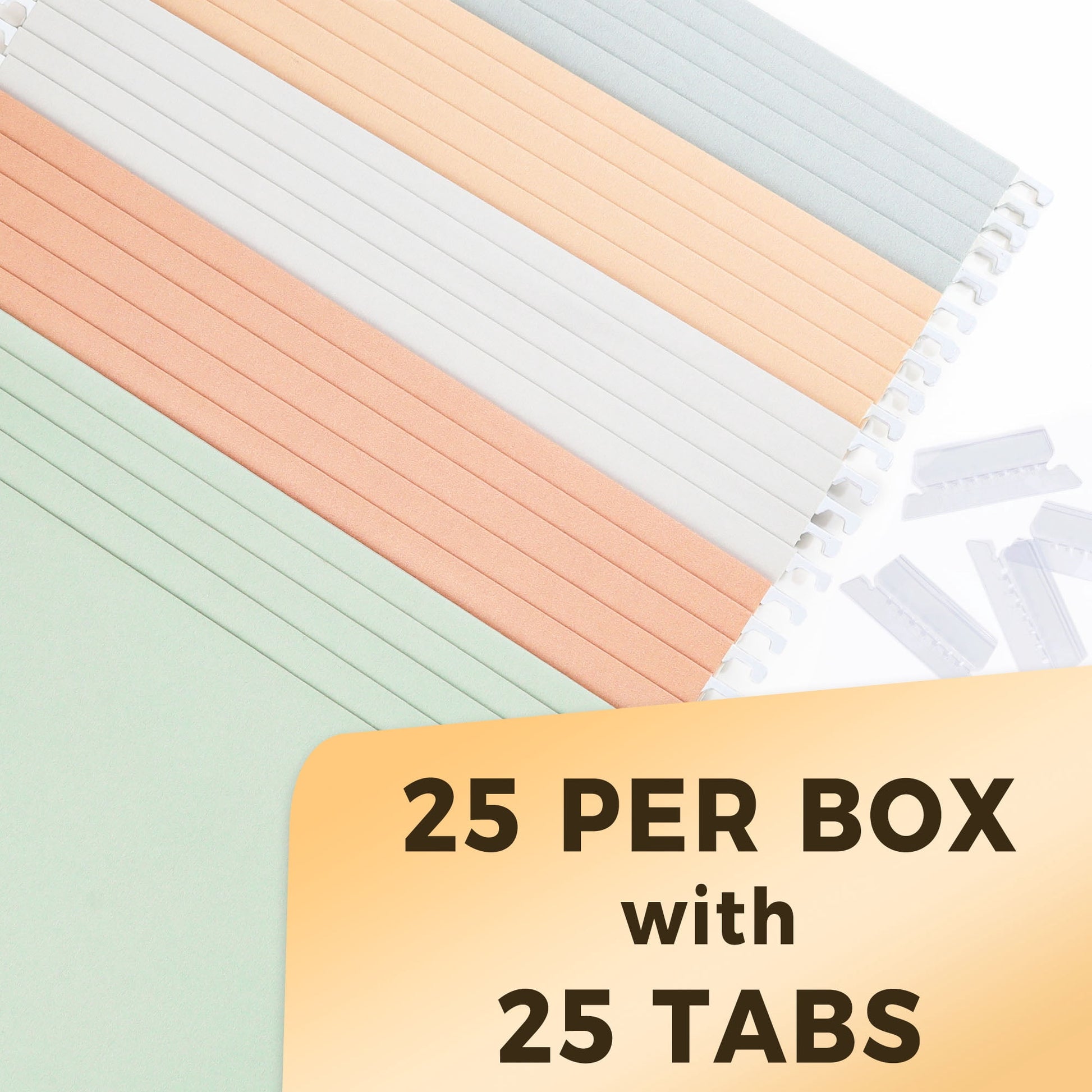 SUNEE 25 pack Pastel Colors Hanging File Folders with 1/5-cut Tabs