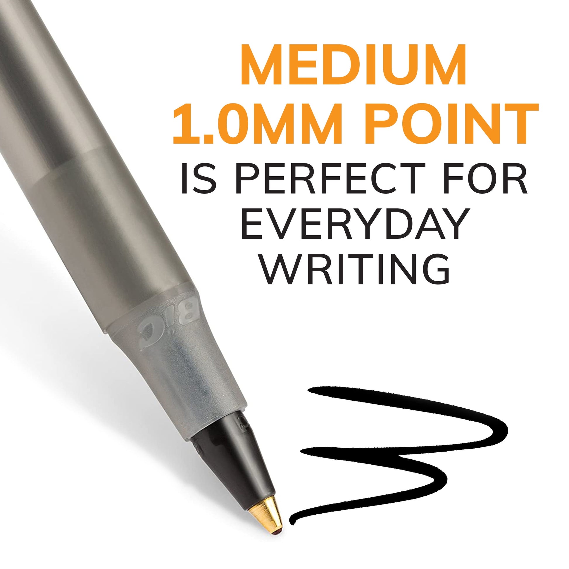 BIC Round Stic Xtra Life Ballpoint Pen, Medium Point, 1.00 mm, Black Ink, 144 Count