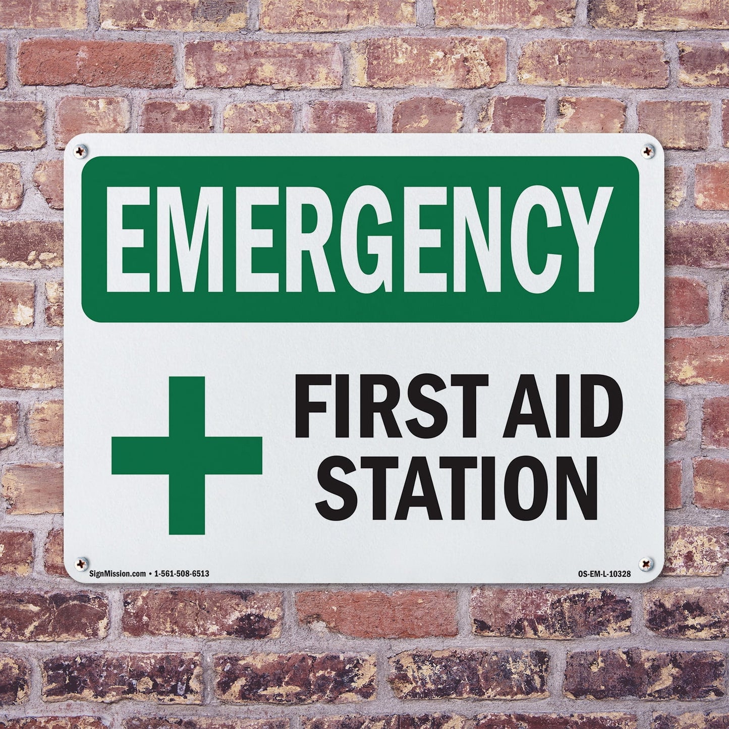 First Aid Station OSHA Emergency Aluminum Sign 18 Inch x 12 Inch - 10 Pack