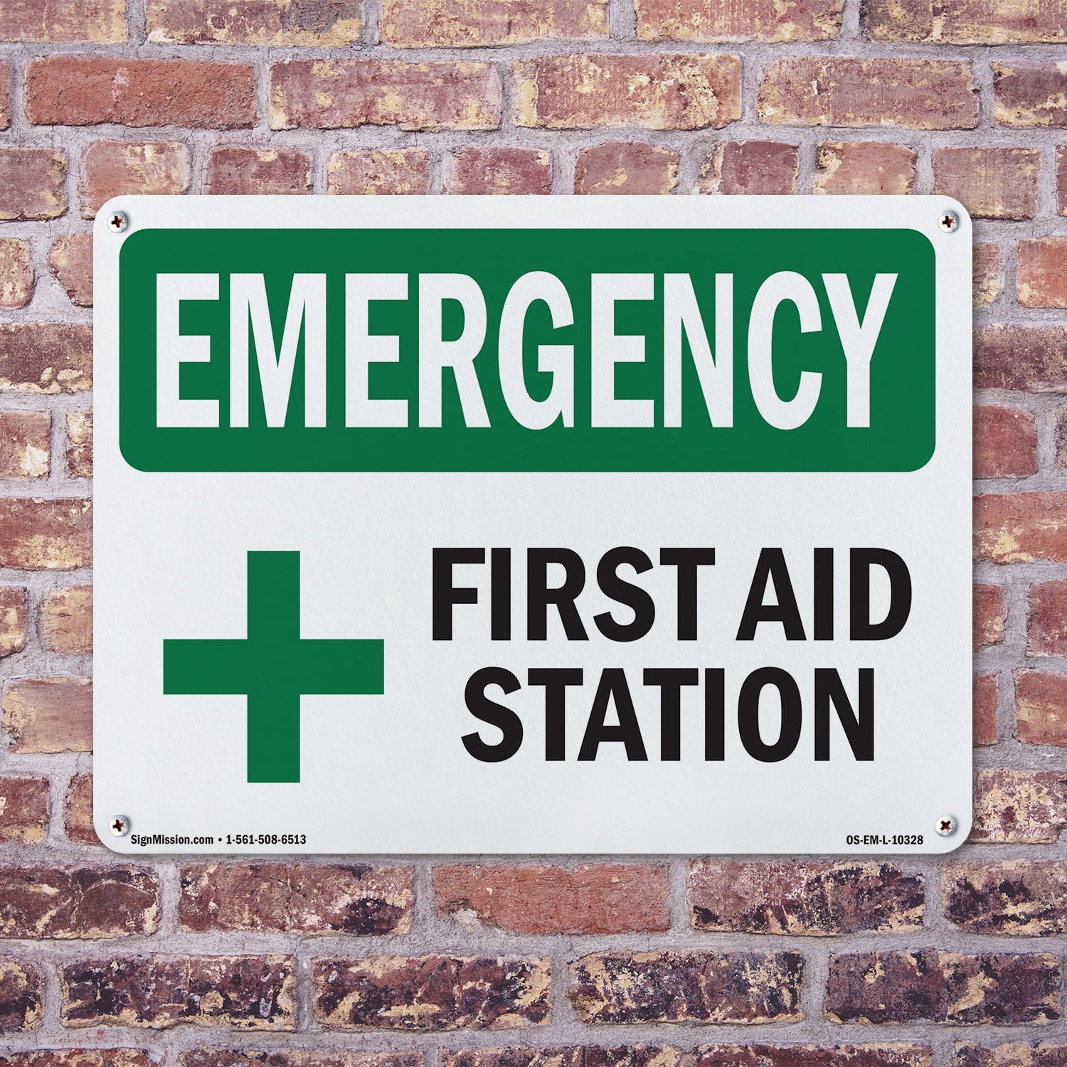 First Aid Station OSHA Emergency Aluminum Sign 18 Inch x 12 Inch - 10 Pack