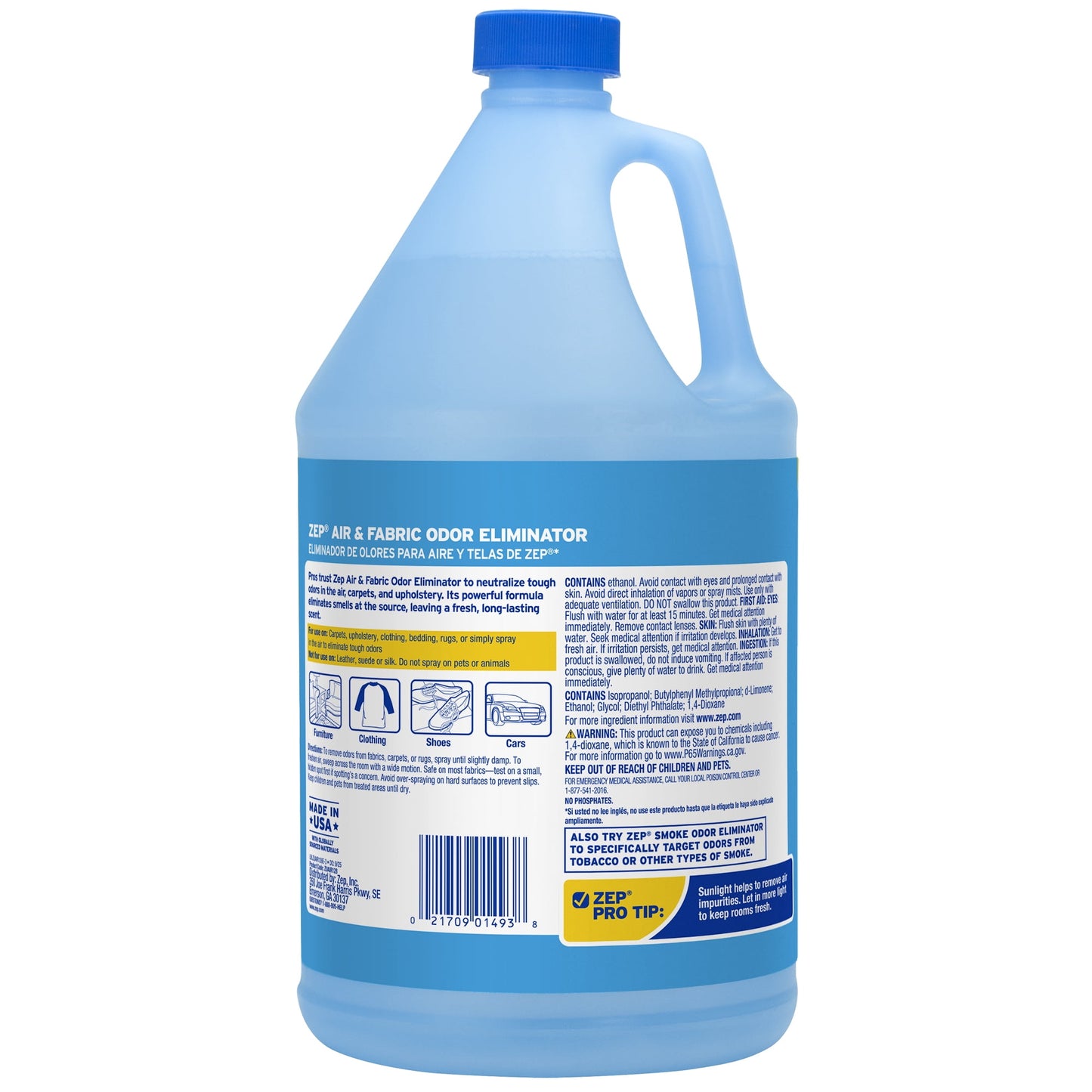 (8 pack) Zep Air and Fabric Odor Eliminator - 128 oz ZUAIR128 - Refresh Your Home, Office and Business