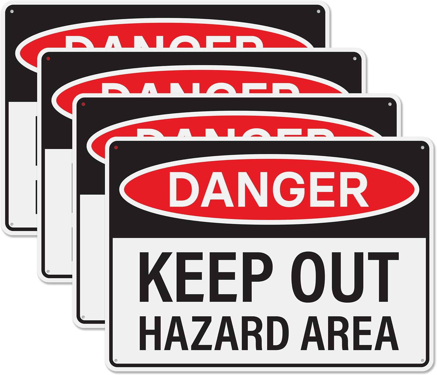 4pcs Danger Keep Out Hazard Area Sign 14x10 inch | Plastic Sign for Construction Site, Hazard Area, No Trespassing, Waterproof Plastic