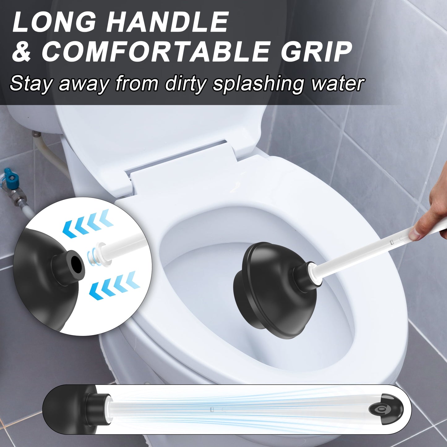 NEWE Toilet Plunger and Brush with Holder Set Heavy Duty