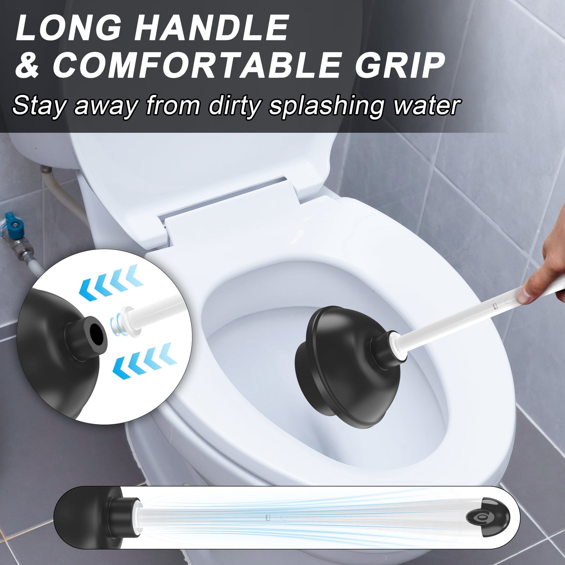 NEWE Toilet Plunger and Brush with Holder Set Heavy Duty