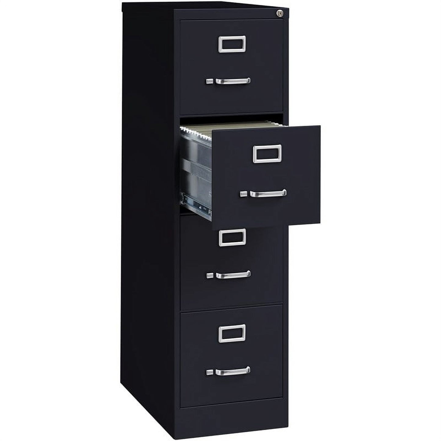 Pemberly Row 4 Drawer Steel 25" Deep Letter File Cabinet in Black