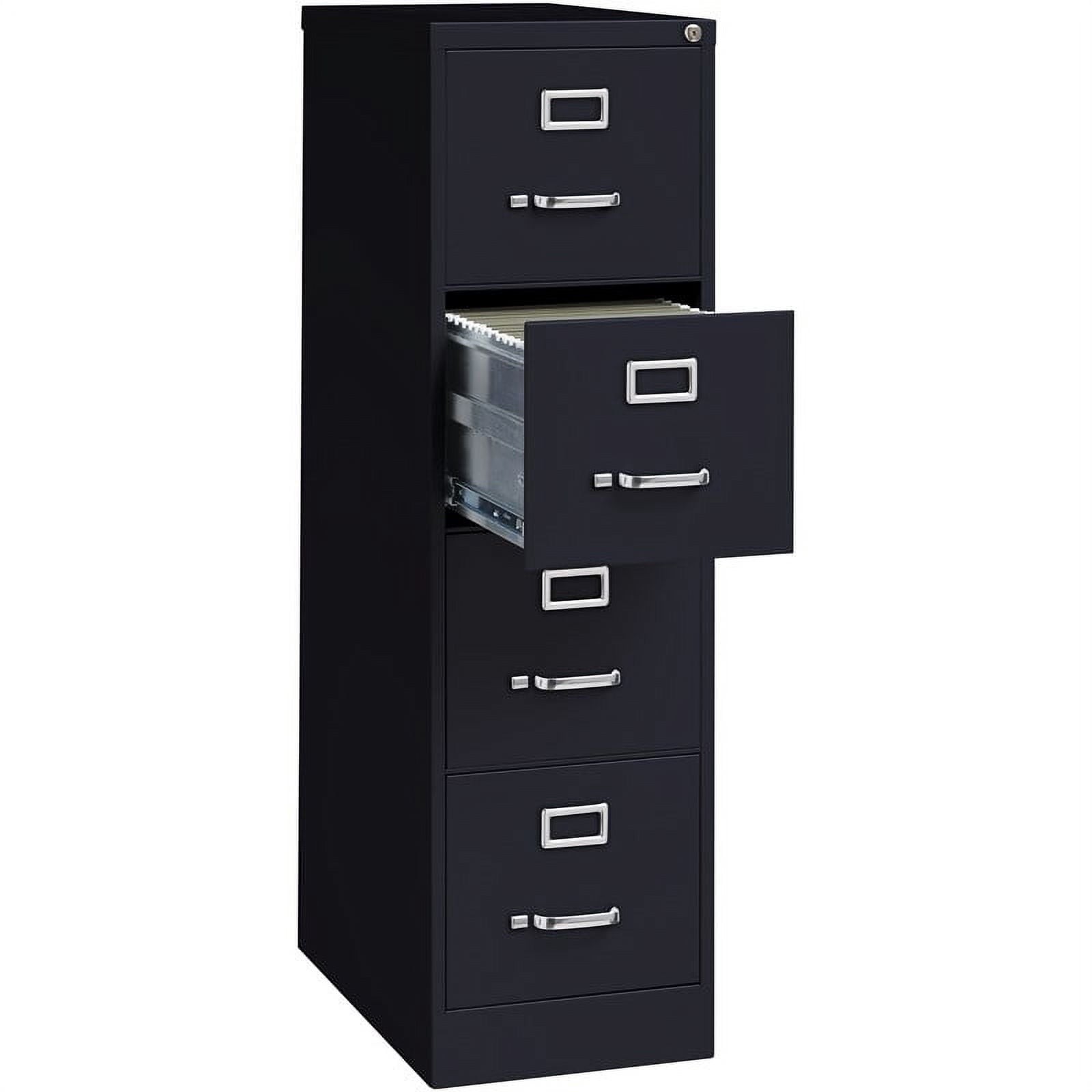 Pemberly Row 4 Drawer Steel 25" Deep Letter File Cabinet in Black