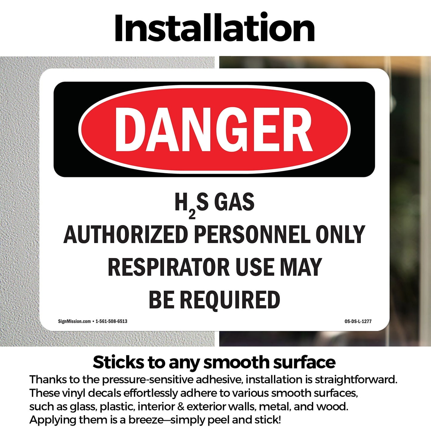 H2S Gas Authorized Personnel Only OSHA Danger Vinyl Decal Label 5 Inch x 3.5 Inch - 10 Pack