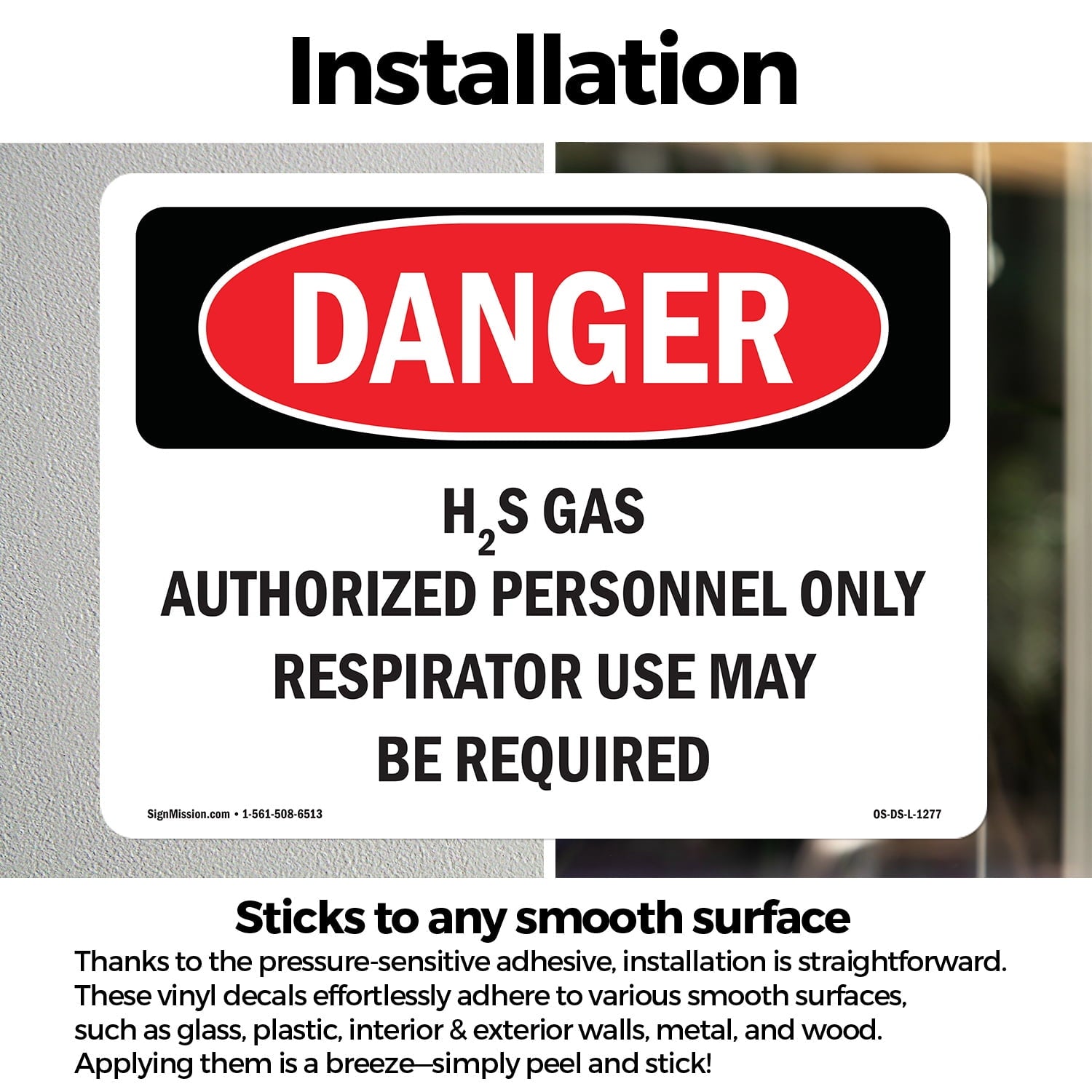 H2S Gas Authorized Personnel Only OSHA Danger Vinyl Decal Label 5 Inch x 3.5 Inch - 10 Pack