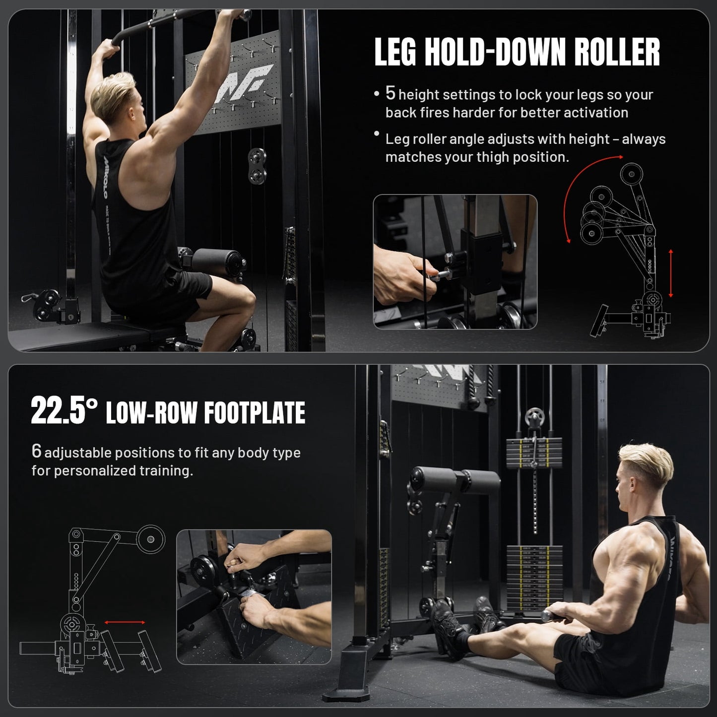 Mikolo Functional Trainer with 400lbs Weight Stack, Cable Crossover Machine with Independent Double Pulley System, 2000lbs Multi-Functional Chest Fly Machine, Lat Pulldown Machine Home Gym with Bench