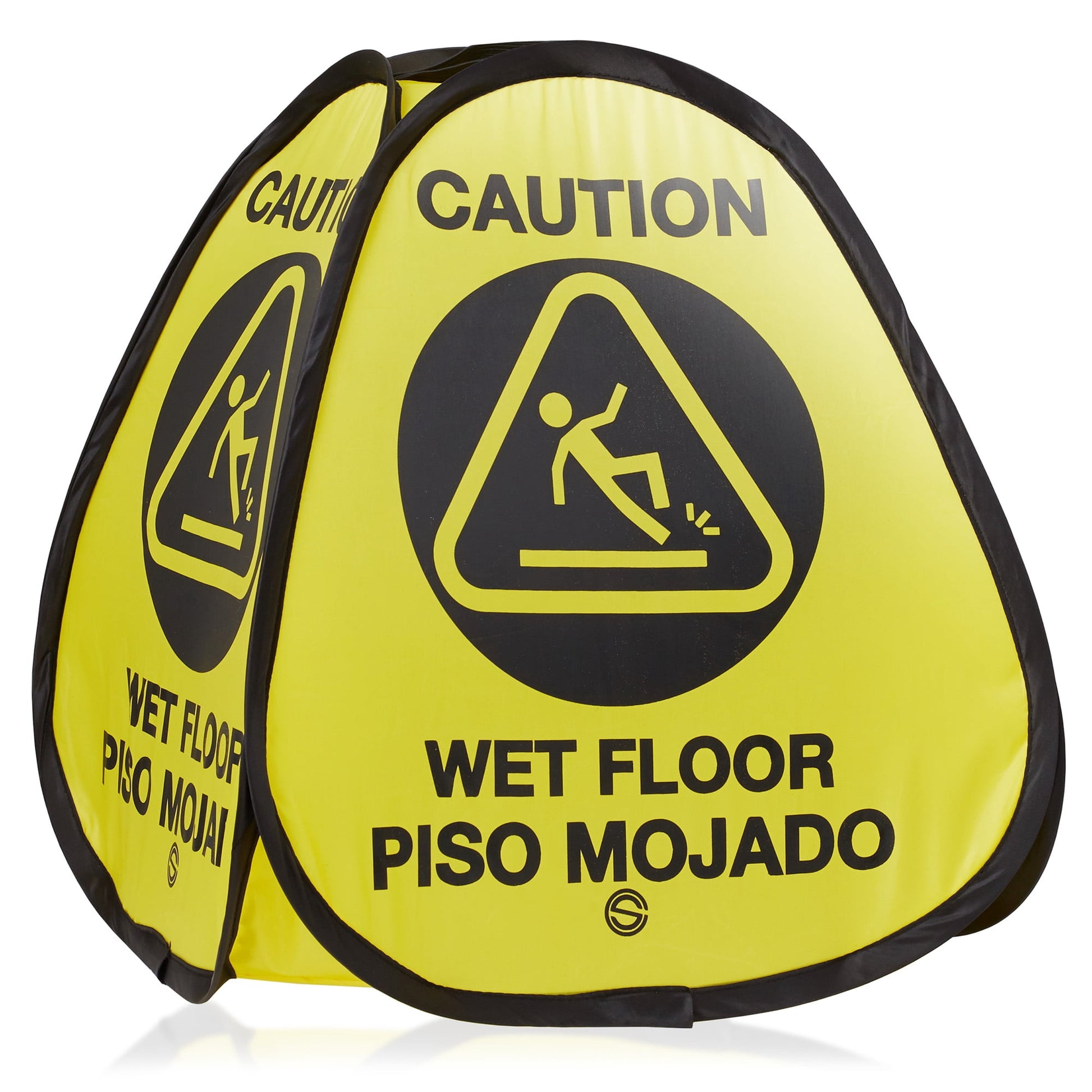 Dryser 6-Pack 16" Pop-up Caution Wet Floor Signs - Yellow 4-Sided English/Spanish Warnings
