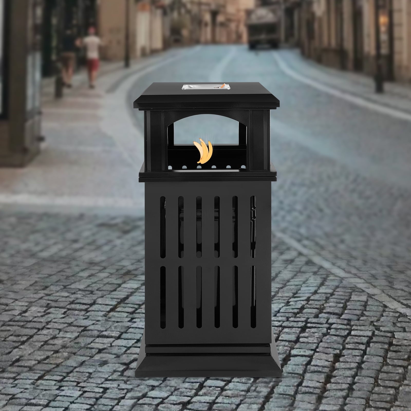 DDBESSIC Outdoor Trash Can Commercial Garbage Bin Heavy Duty Industrial Yard Garage Waste Container 15.74x15.74x35.43 in
