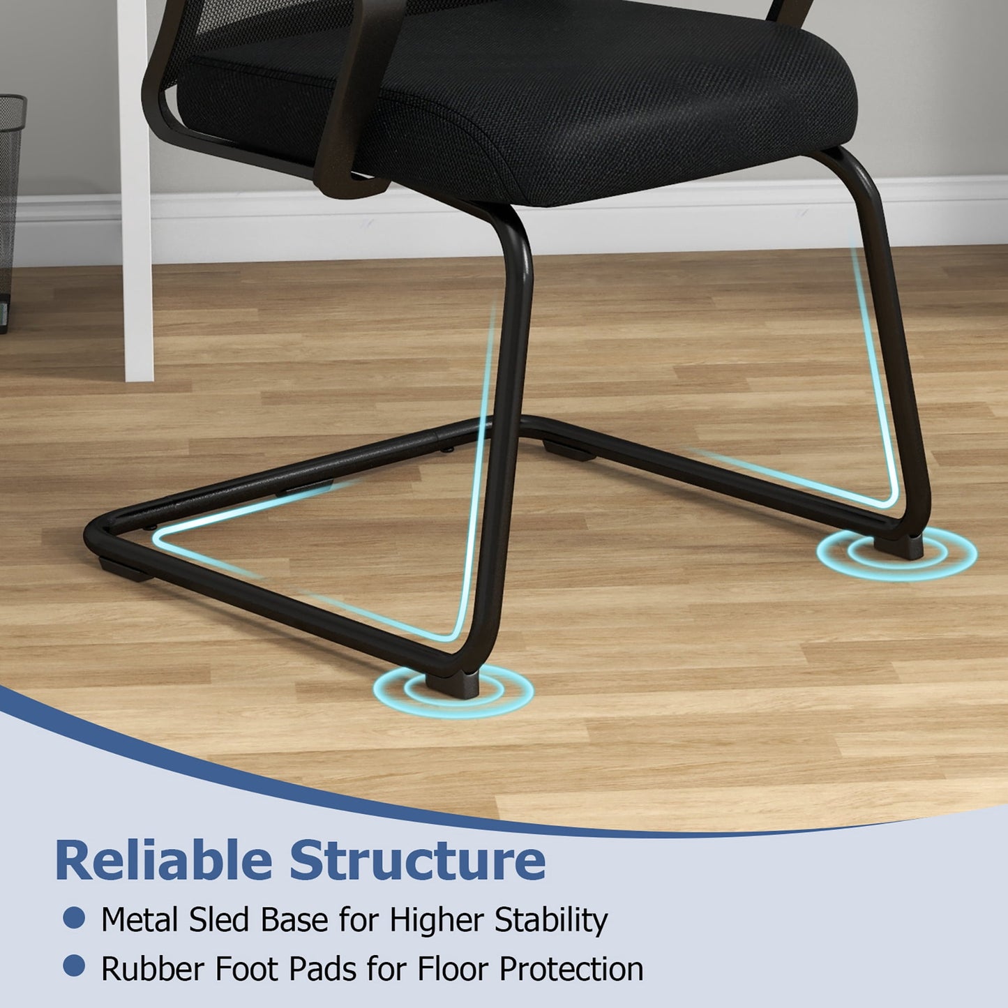 Gymax Office Guest Chair Set of 12 Conference Reception Chair w/ Lumbar Support & Sled Base