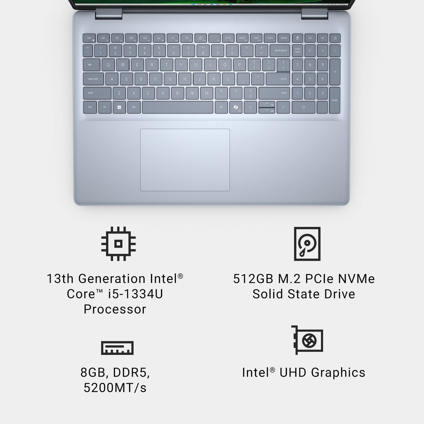 Dell Inspiron 16 Laptop 5640 16-inch FHD+ Touch Intel Core i5-1334U 8GB RAM 512GB NVMe SSD Ice Blue